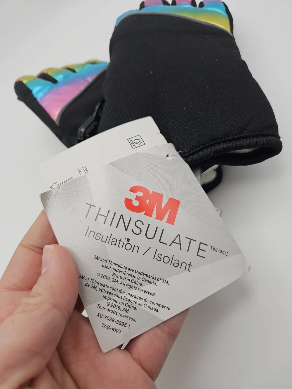 NWT Swiss Tech waterproof Hybrid Glove in Black Soot rainbow S/M